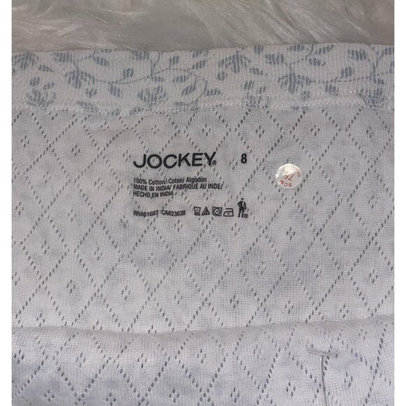 Jockey Elance Hipster Panties Pointelle Cotton Floral Womens 8 XL White Blue - Picture 3 of 4